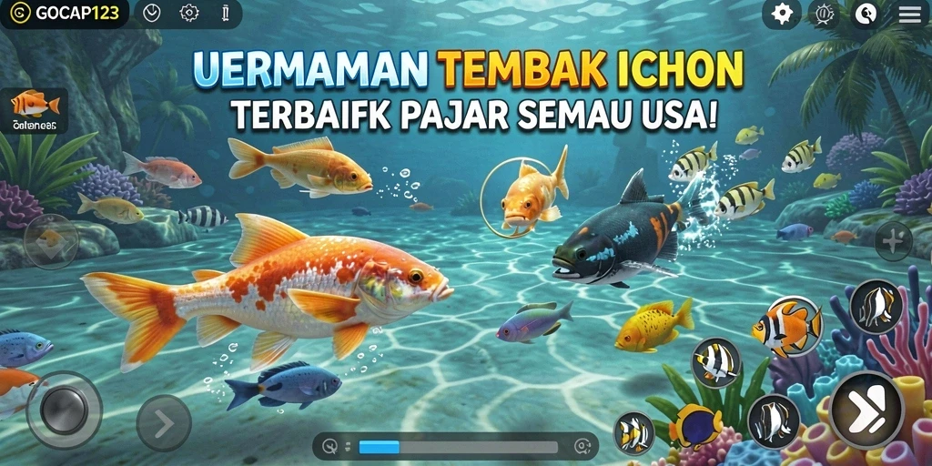Screenshot GOCAP123 menampilkan gameplay menegangkan saat menangkap ikan.