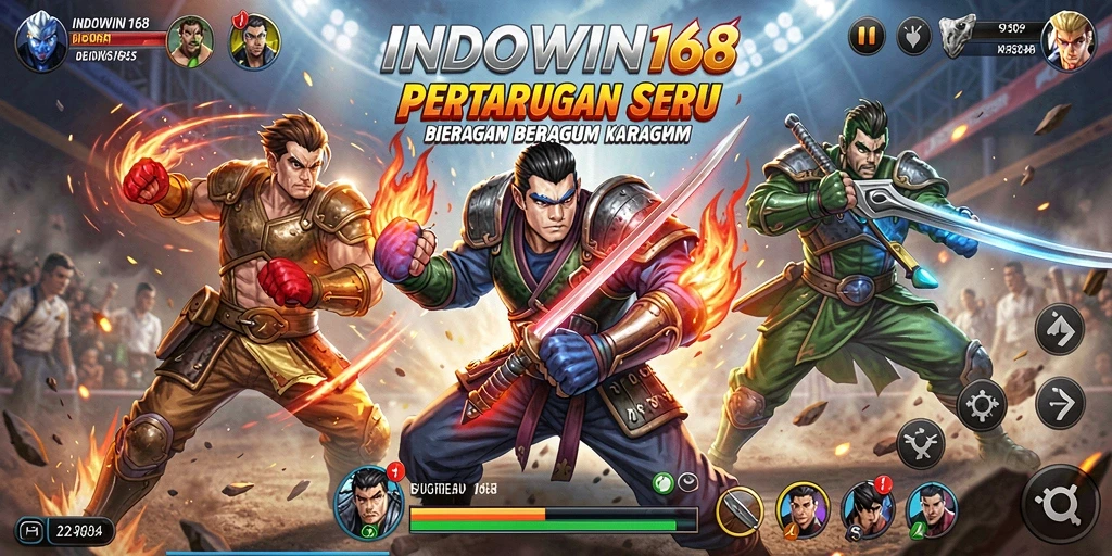 Tampilan gameplay intens di INDOWIN168 saat petarungan berlangsung.