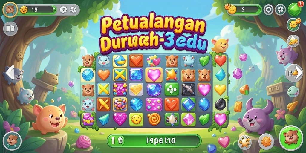 Tangkapan layar N06 menampilkan gameplay Match-3 yang seru dan penuh warna.