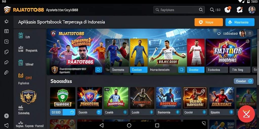 Tampilan layar utama RAJATOTO88 dengan pilihan taruhan olahraga.