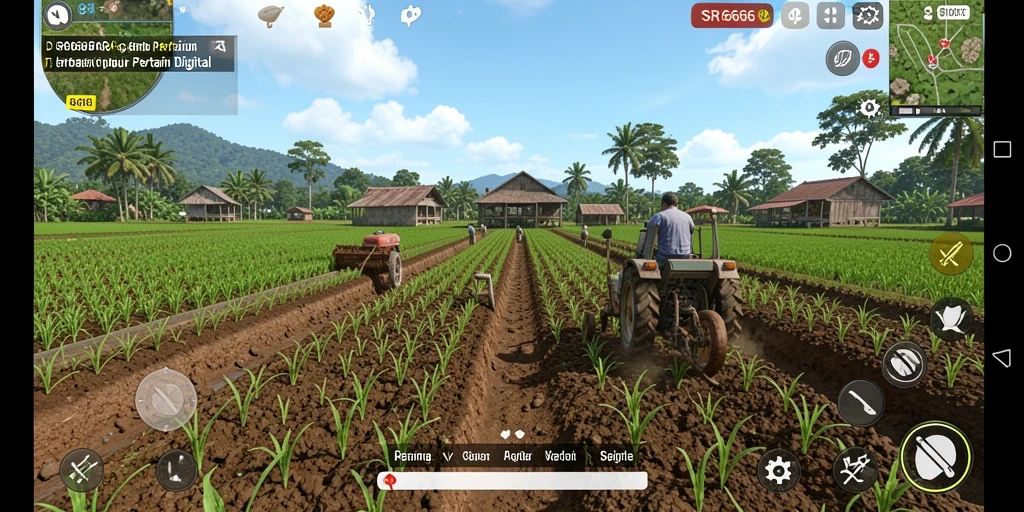 Tampilan gameplay interaktif dalam dunia pertanian yang menawan.
